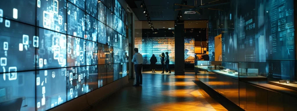 a dynamic office environment showcases a diverse team of professionals engaged in a strategic meeting, illuminated by modern technology displays and holographic data projections, emphasizing the innovative role of fractional chief ai officers in shaping business strategies.