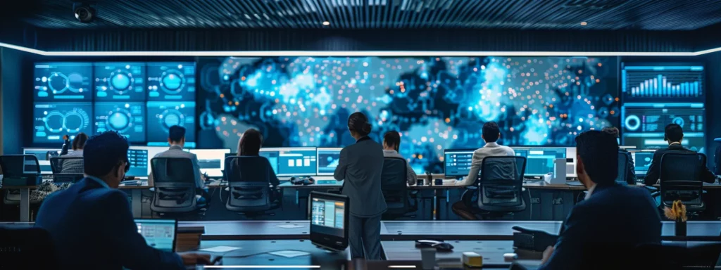 a modern office space showcases a diverse group of professionals engaged in a dynamic discussion, surrounded by digital screens displaying ai data analytics and strategic plans, emphasizing the importance of teamwork and preparation for an ai audit.