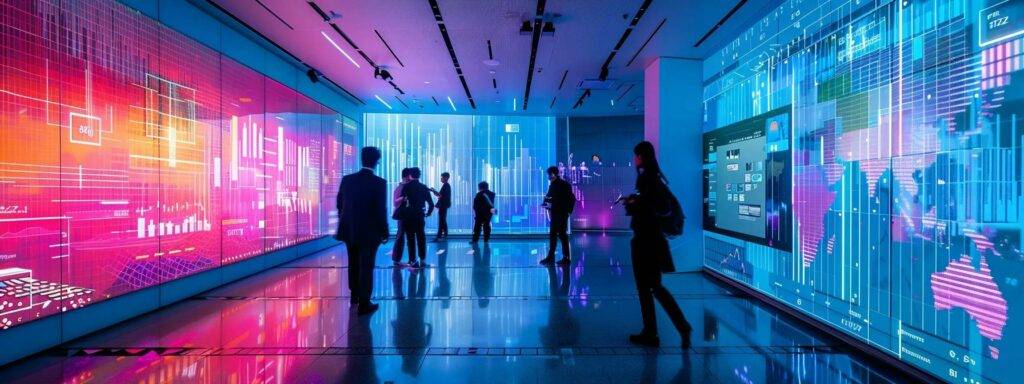 a sleek, modern office environment showcases a team of professionals analyzing complex data on high-tech screens, with digital graphs and charts projected in vibrant colors, illustrating the transformative power of ai agents in optimizing business processes.