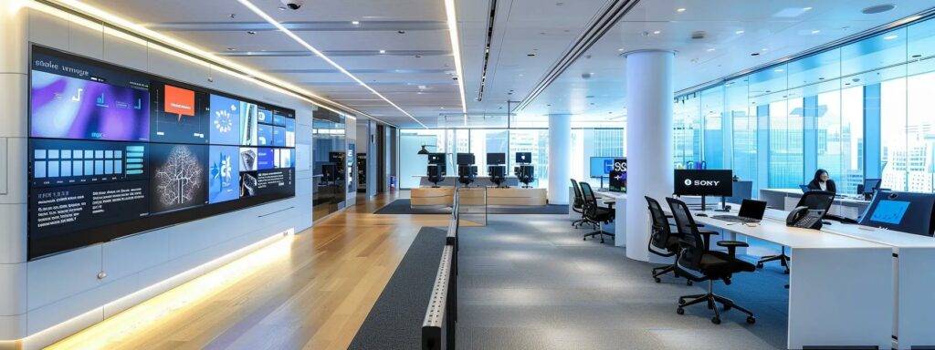 a sleek, modern office setting showcases a diverse array of ai agents displayed on high-tech screens, with vivid infographics illustrating their various functions and applications, emphasizing their pivotal role in enhancing business efficiency.