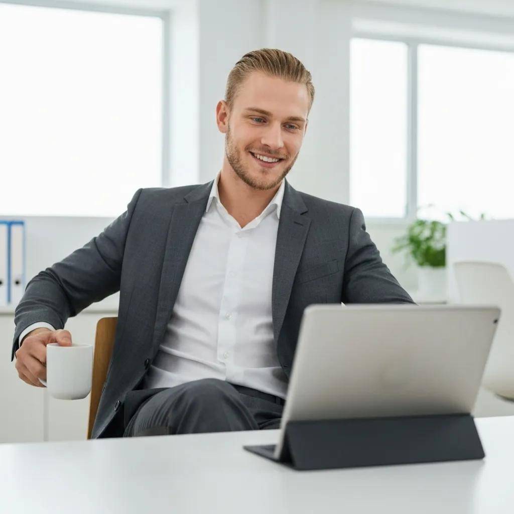 Business professionals collaborating on AI implementation strategies in a modern office