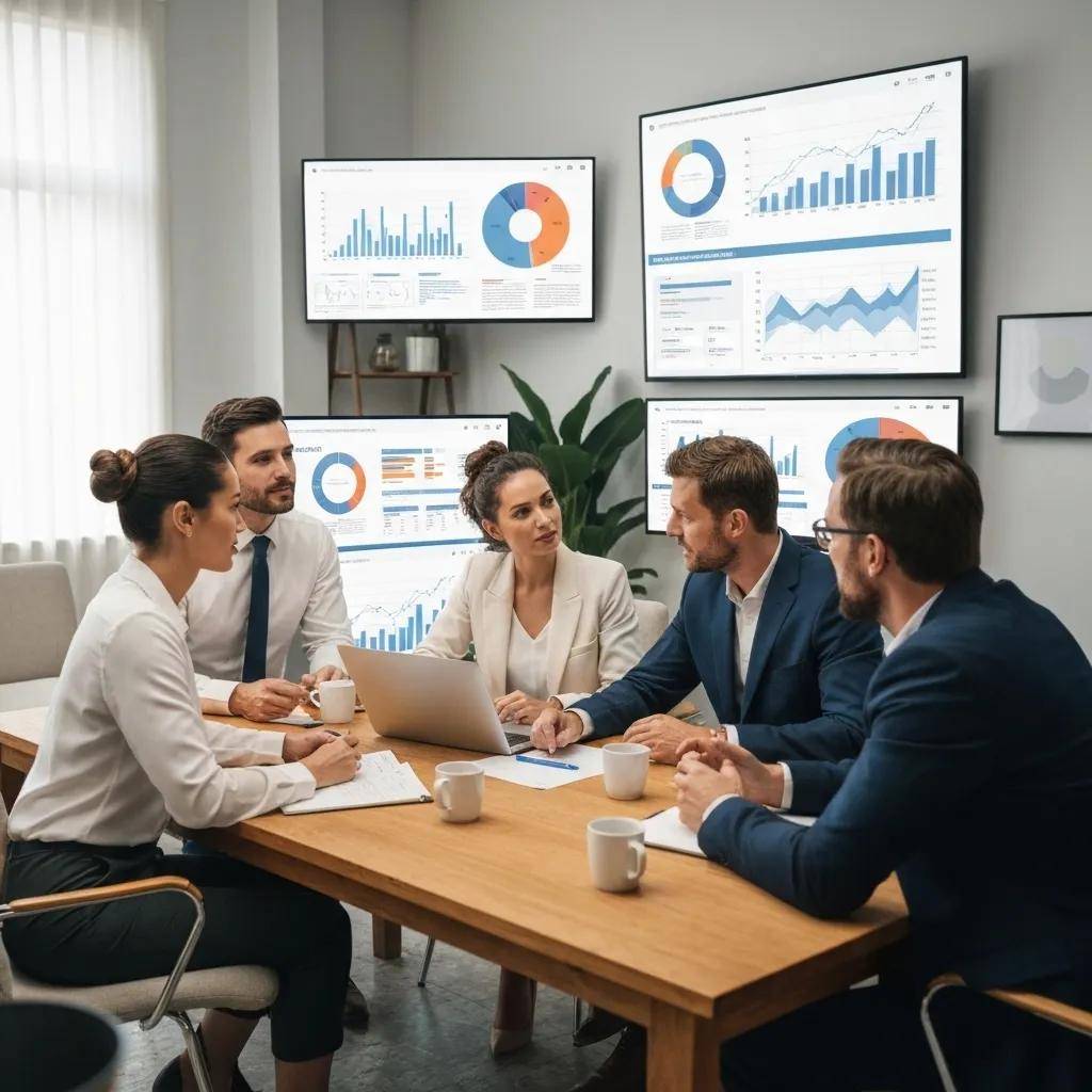 Executives strategizing AI implementation in a conference room