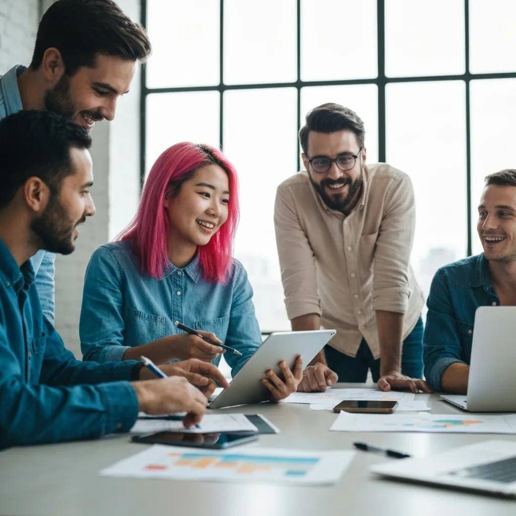 Employees fostering an AI-first culture through collaboration and creativity